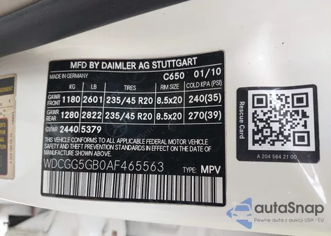 2010 Mercedes-Benz Glk 350 from USA, damaged, VIN WDCGG5GB0AF465563